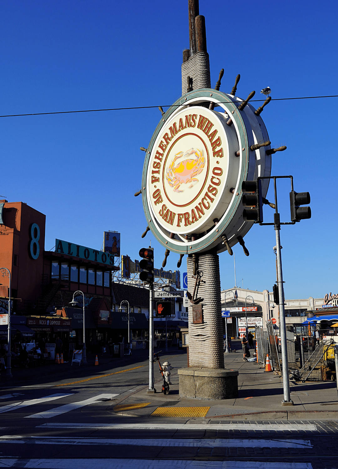 Fishermans Wharf Sign Side Angle Portrait Background