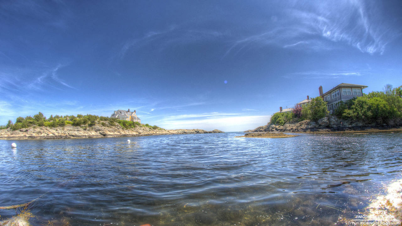 Fisheye View Of Rhode Island's Coast Background