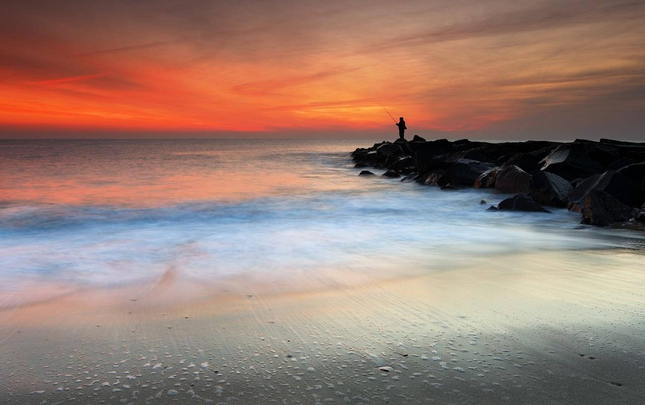 Fishing At New Jersey Beach Background