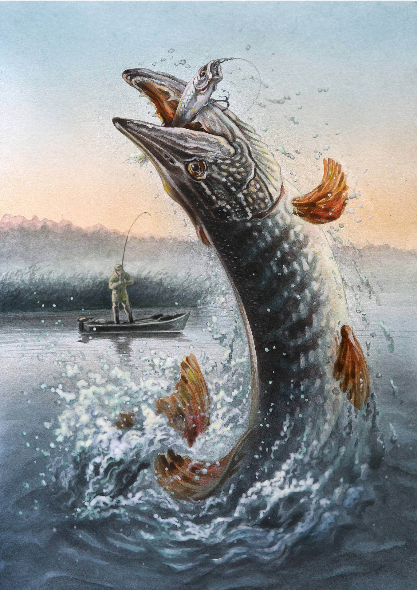 Fishing Pike Art Background