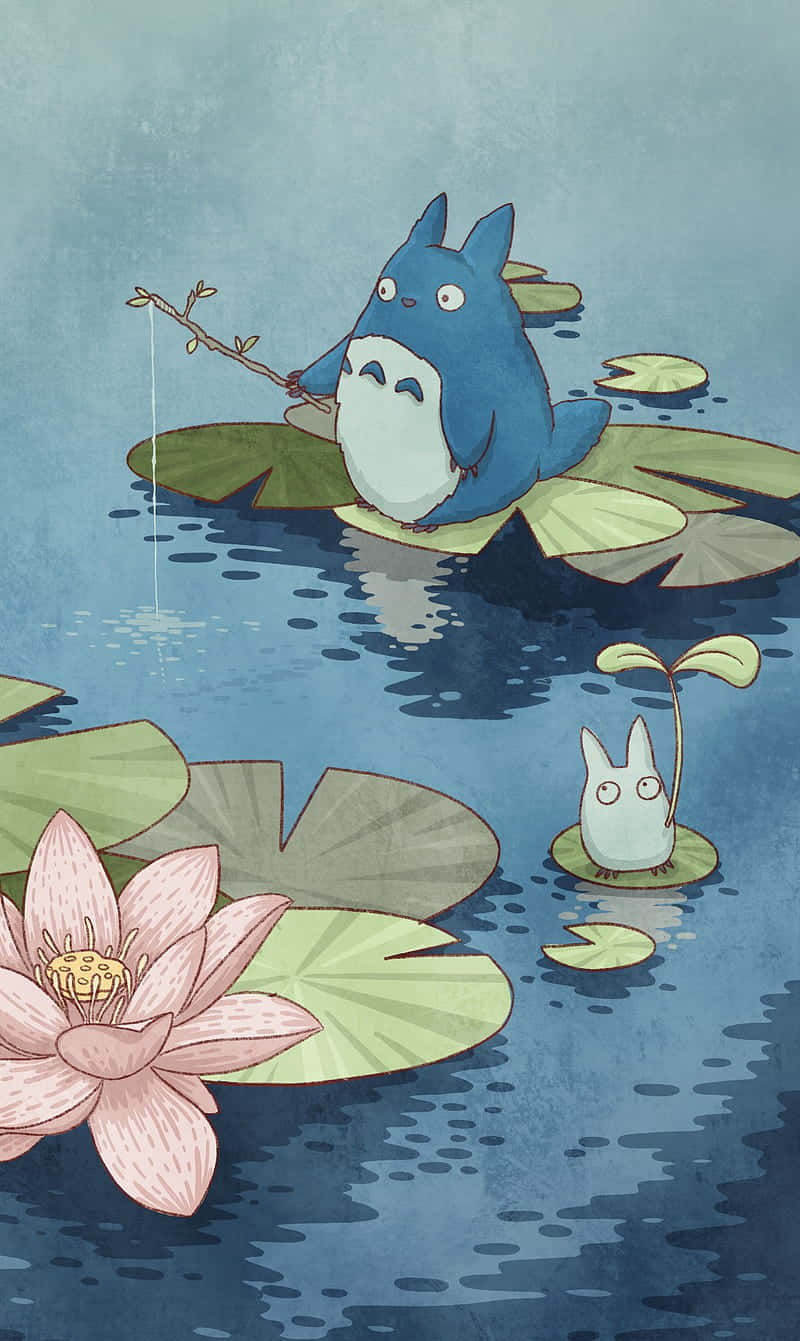 Fishing Totoro Studio Ghibli Phone Background