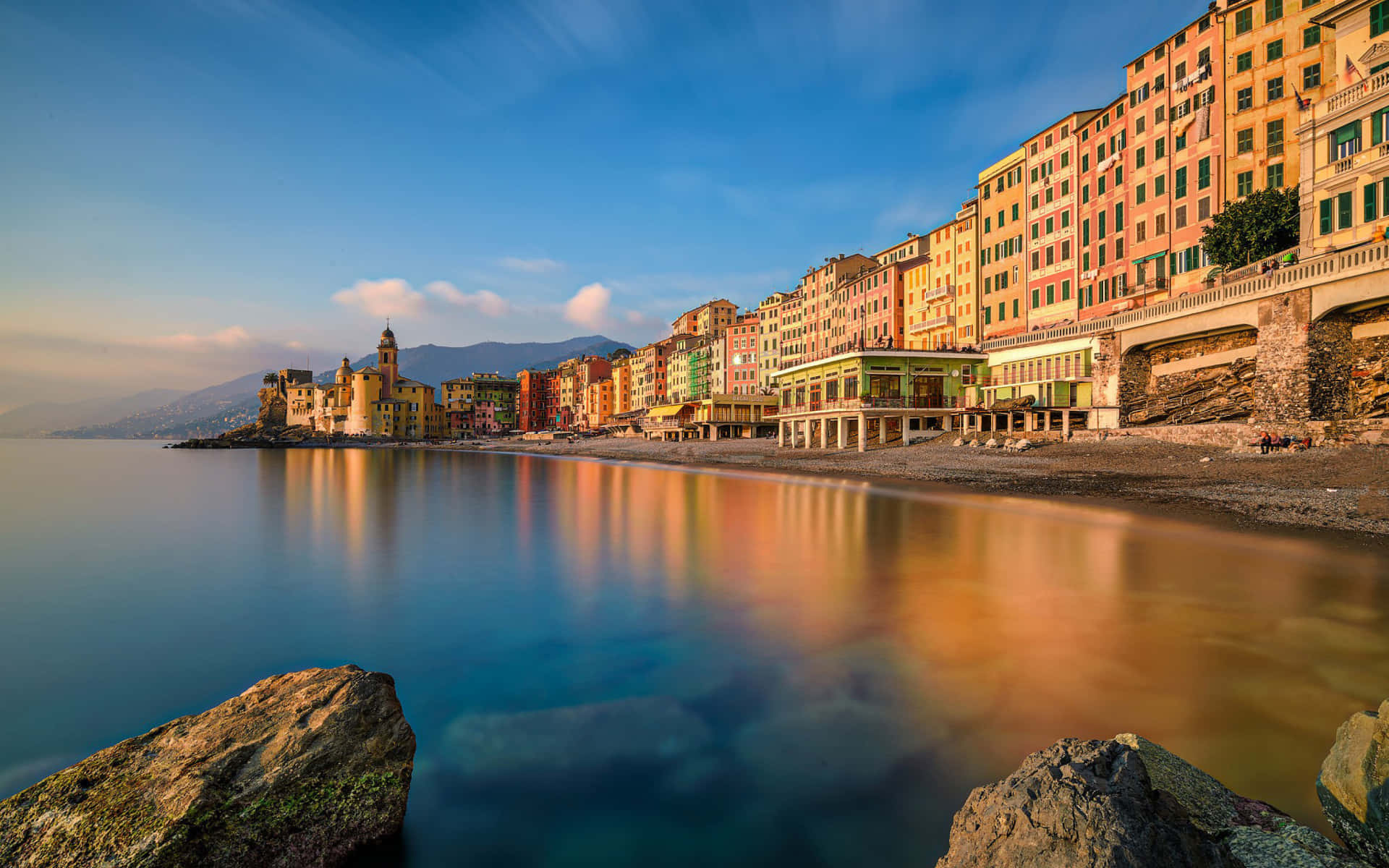 Fishing Village In Portofino Italy Low Angle Shot Background