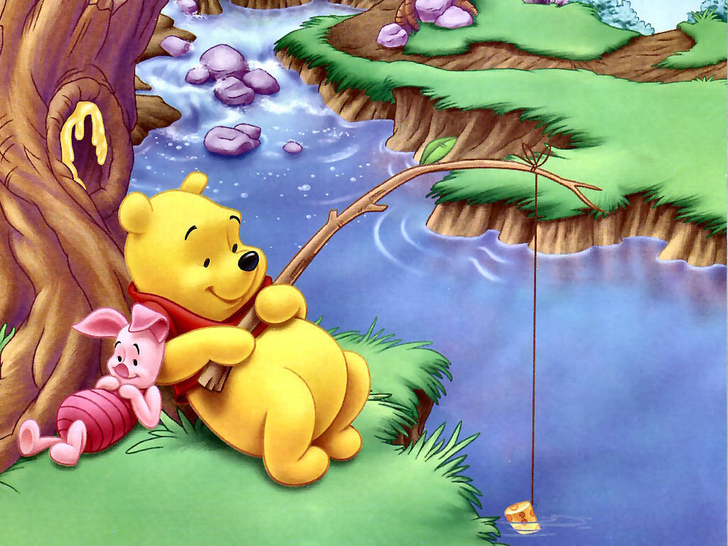 Fishing Winnie The Pooh Iphone Background