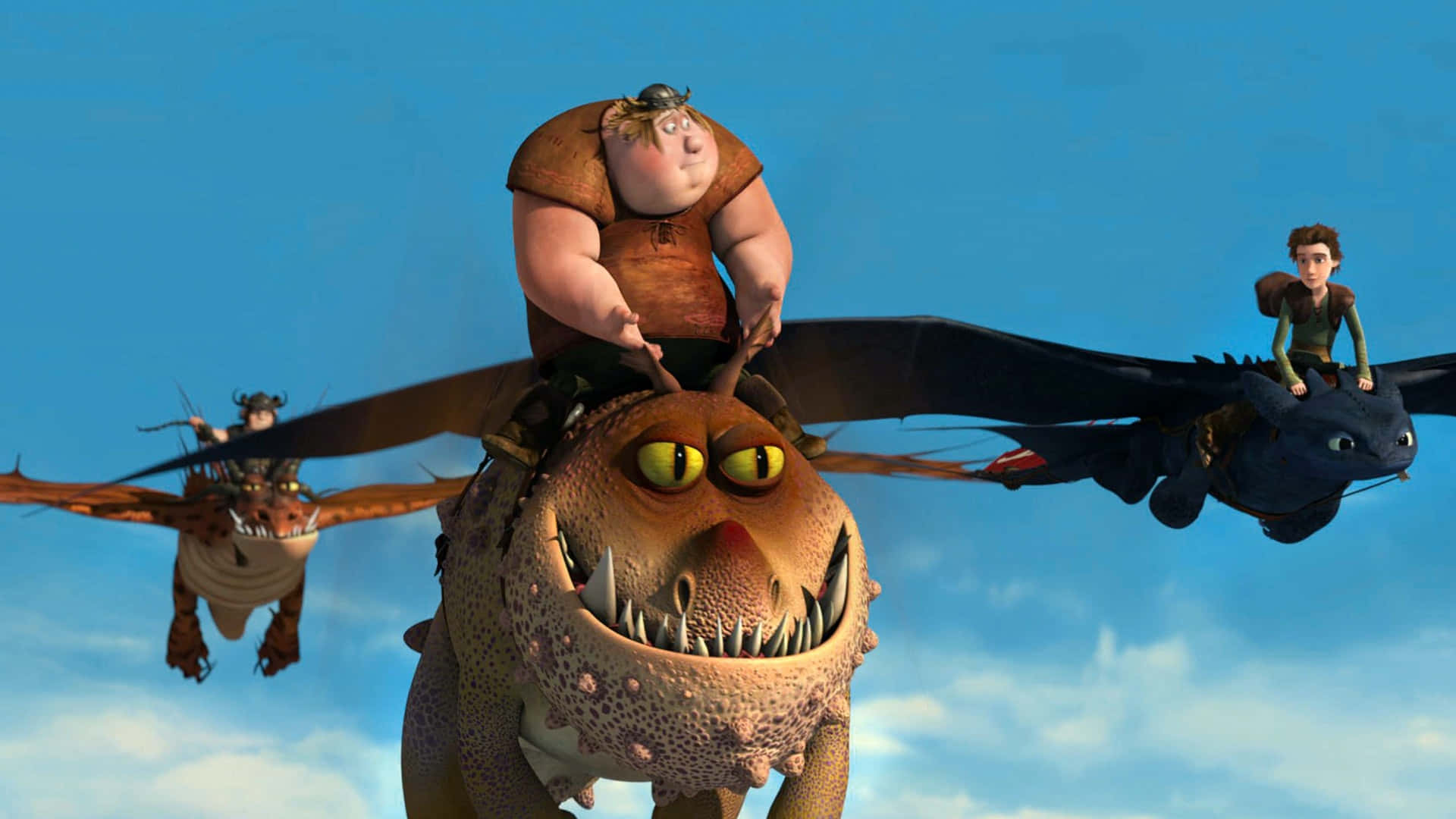 Fishlegs And Meatlug From Dragons Riders Of Berk Background