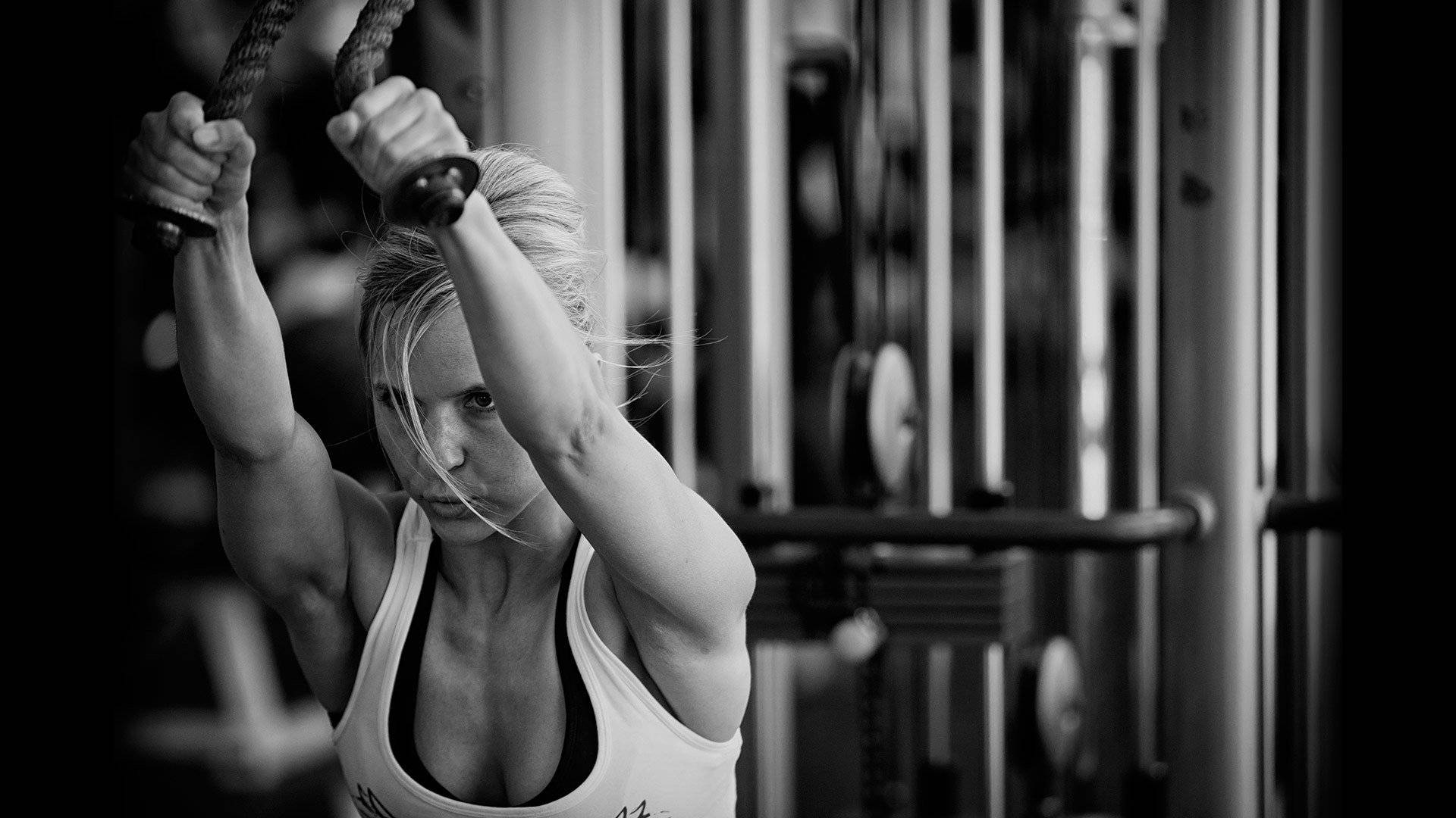 Fit Woman Black And White Photo Background