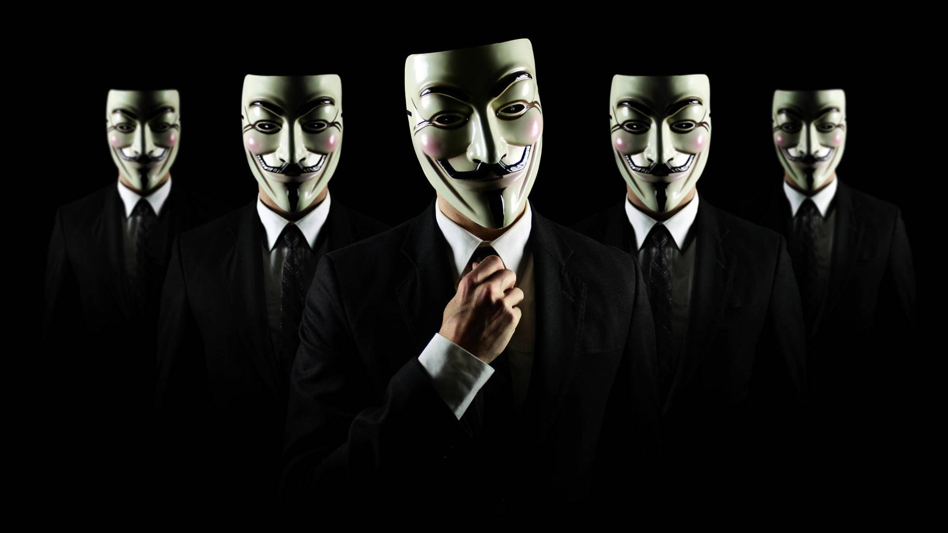 Five Anonymous Hackers Full Hd Background