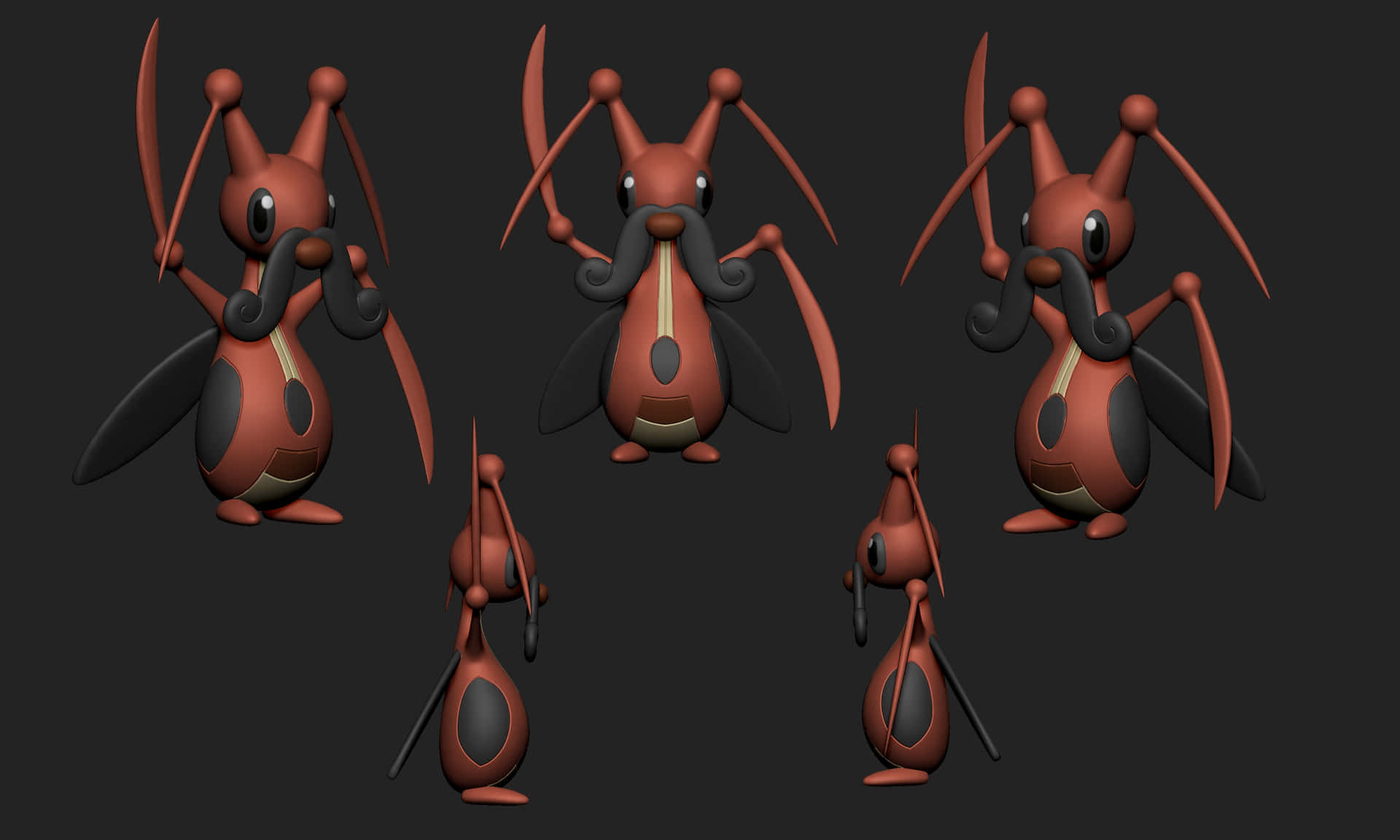 Five Kricketune Models In Different Angles Background