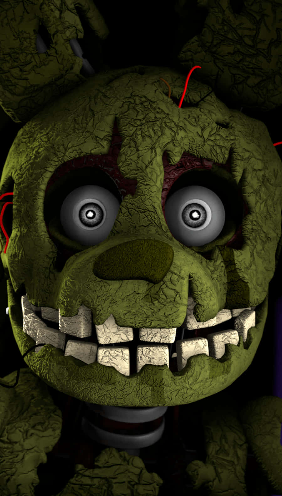Five Nights At Freddy's - A Green Monster With A Scary Face Background