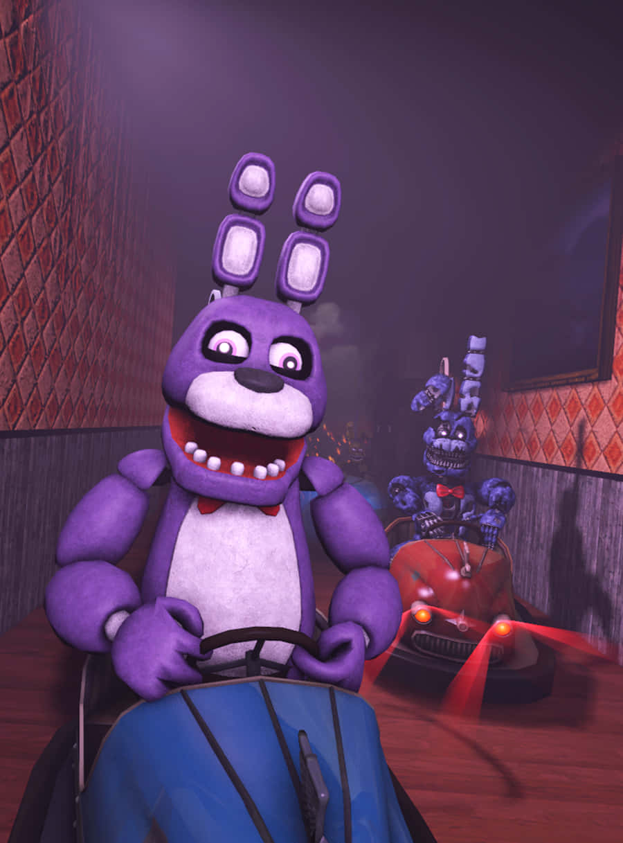 Five Nights At Freddy's - A Purple Bunny Riding A Car Background