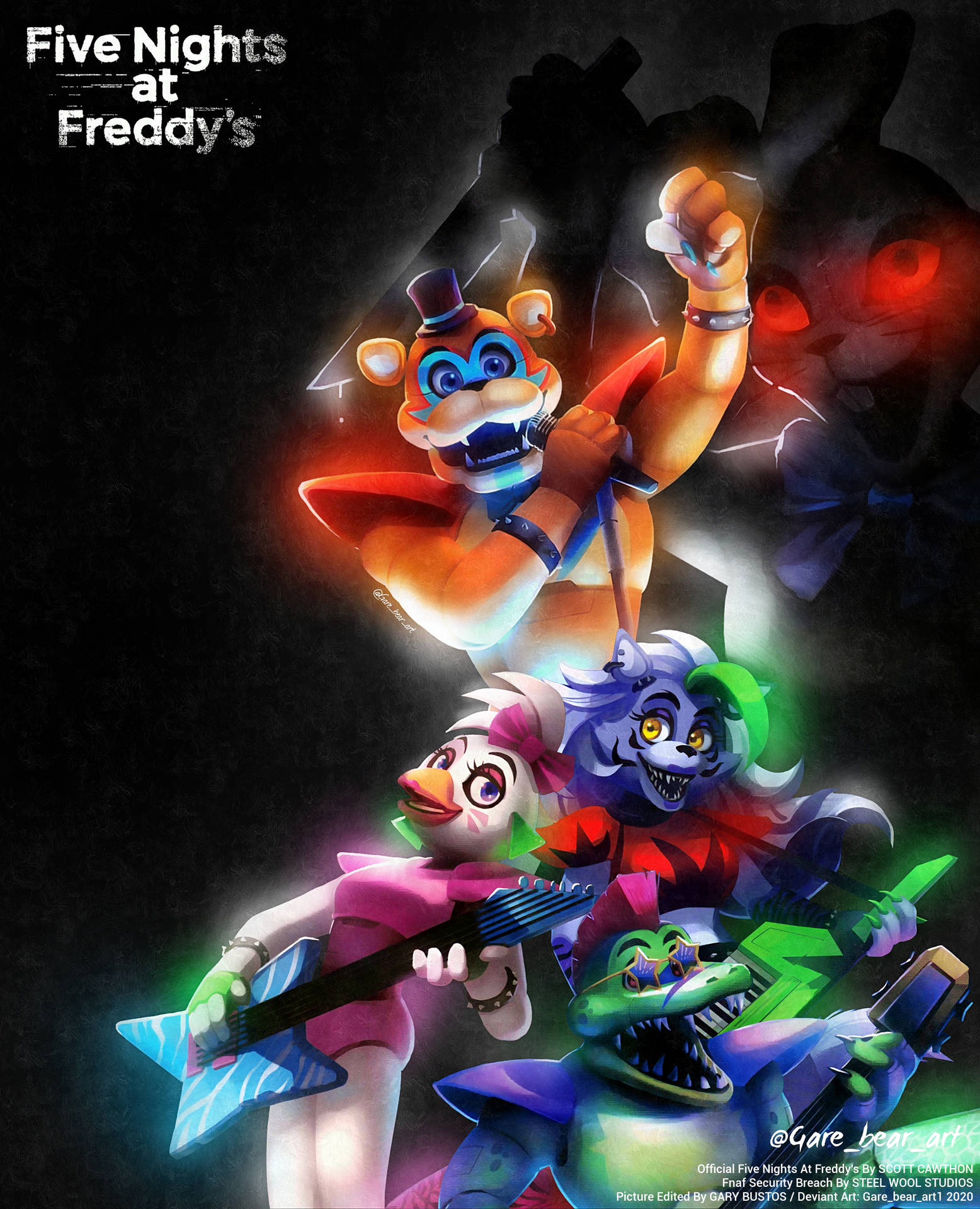 Five Nights At Freddy's Security Breach Rock Band Background