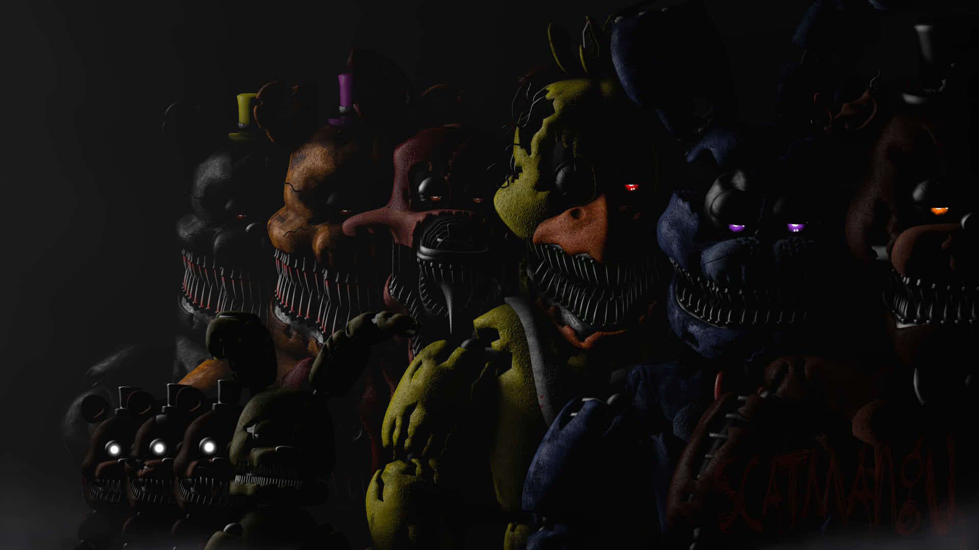 Five Nights At Freddys 4 Lined Up Characters