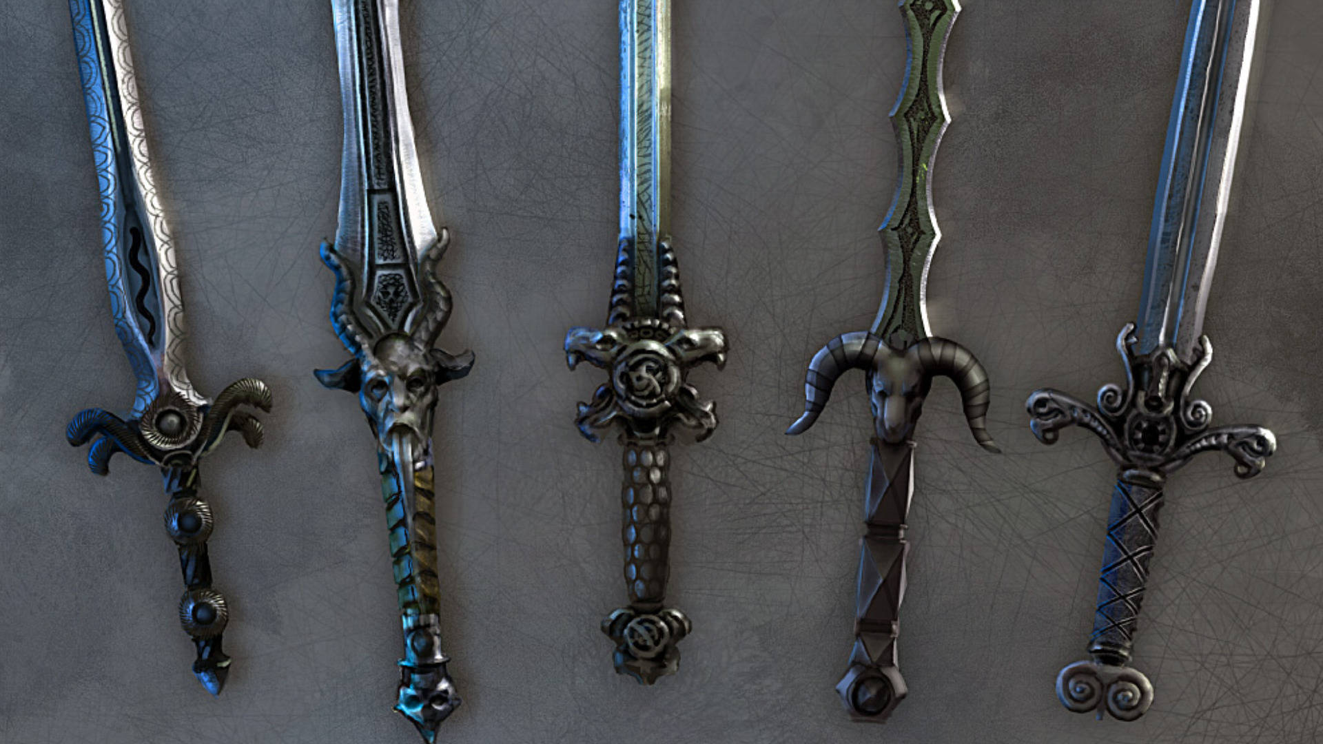 Five-sword Graphic For Desktop Background