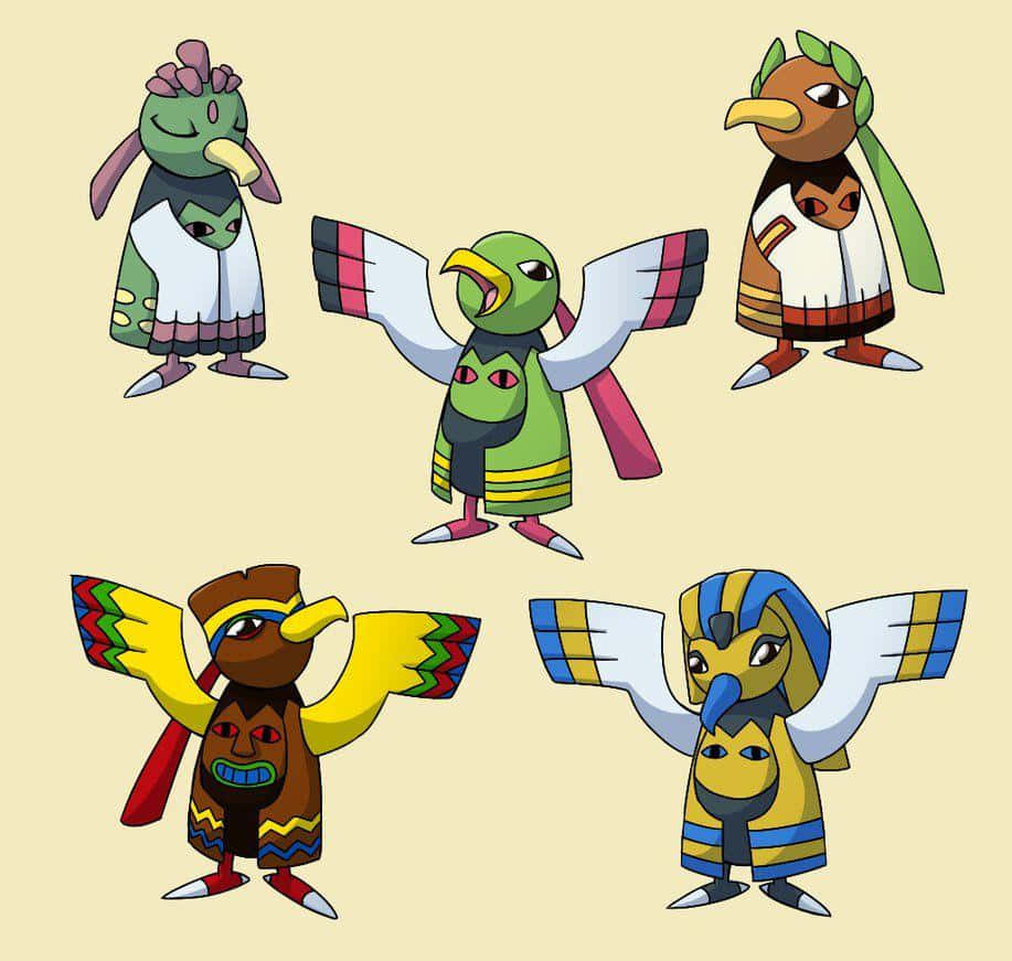 Five Xatu In Different Costumes Background