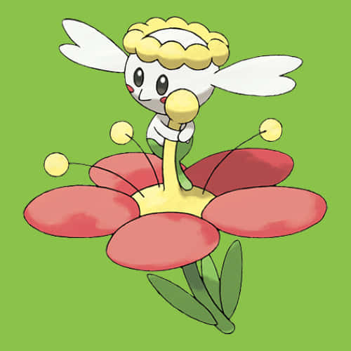 Flabébé On Green Background