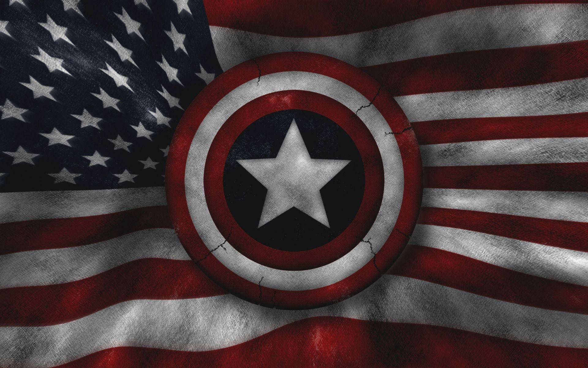Flag And Captain America Shield Background