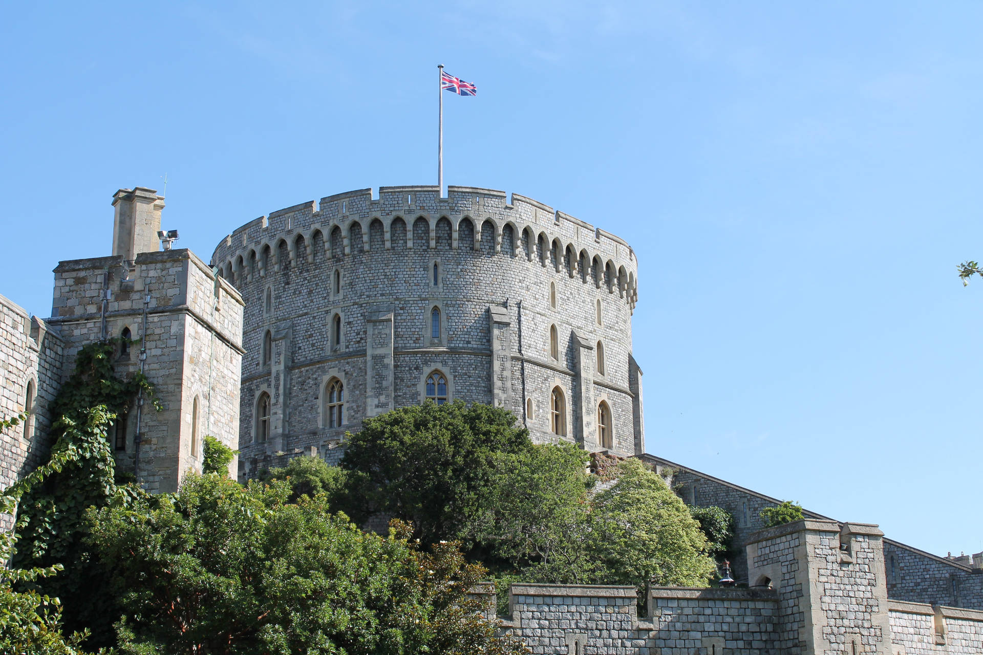 Flag Flying High Windsor Castle Background