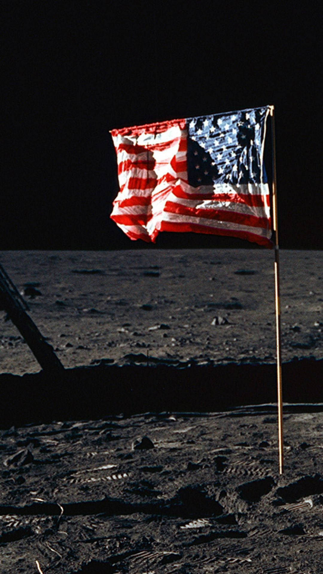 Flag Of America Iphone Photo In The Moon Background