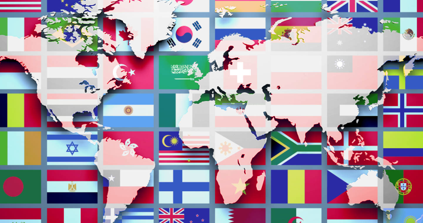 Flags And Map Of International Countries Background