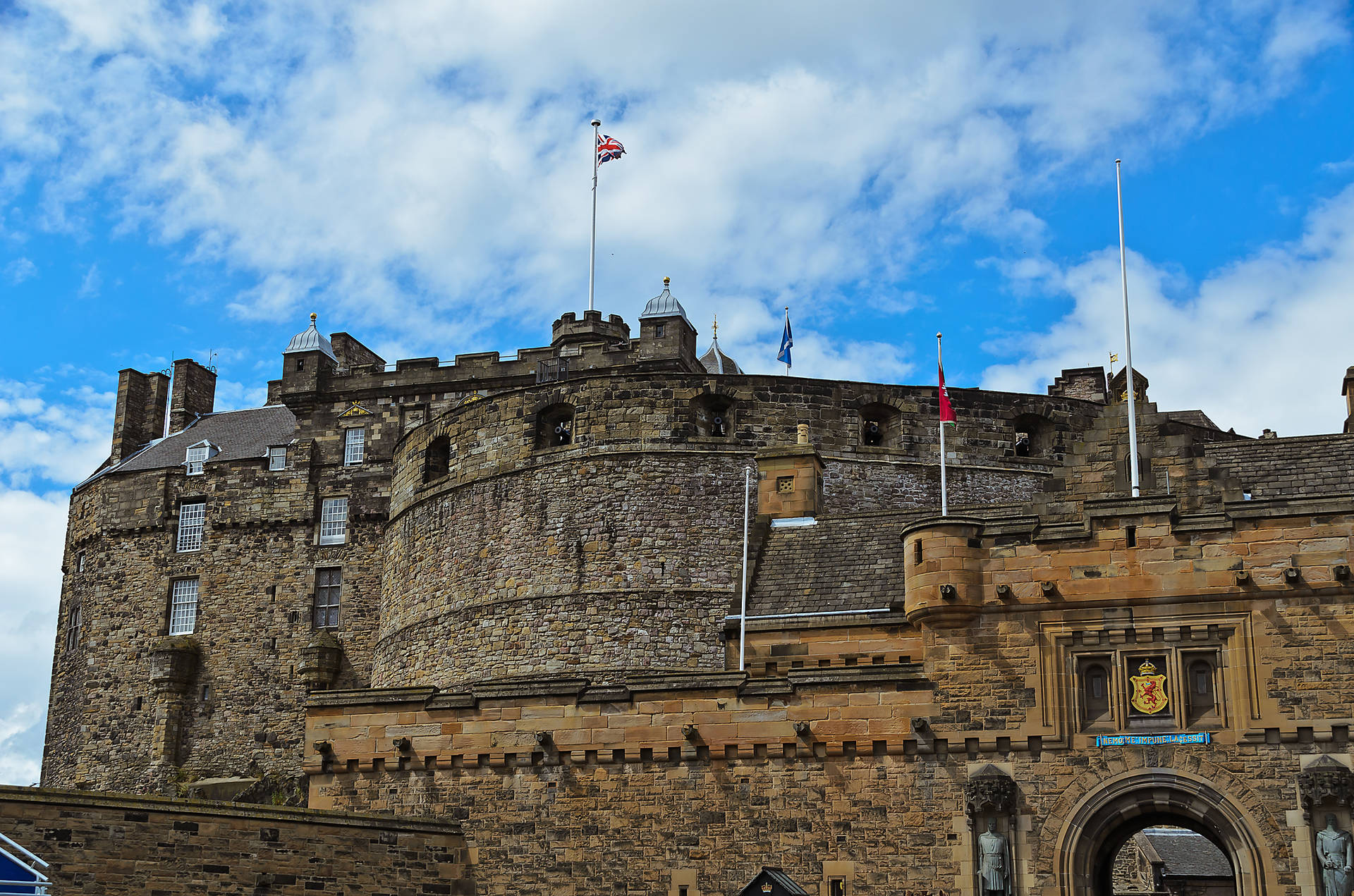 Flags At Edinburgh Castle Background