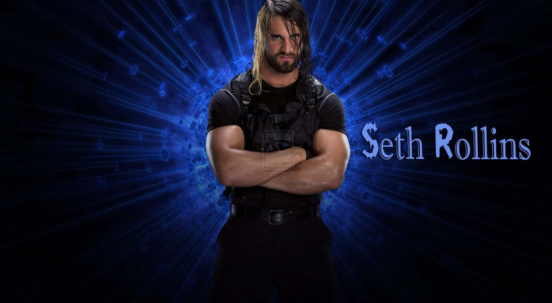 Flamboyant Wwe Wrestler Seth Rollins Crosses Arms Confidently