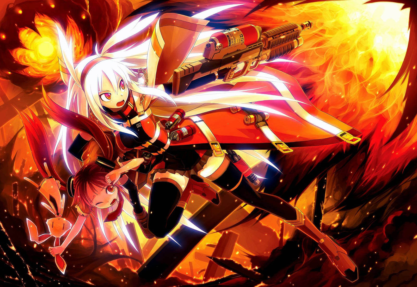 Flamethrower Girl Fire Anime Background