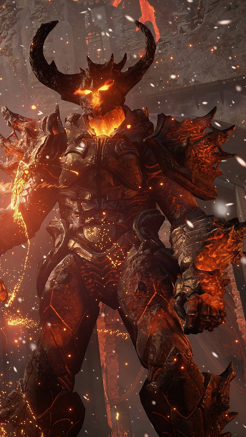 Flaming Armor Dark Devil Background