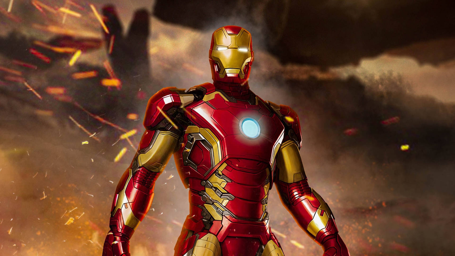 Flaming Ashes Iron Man Superhero Background