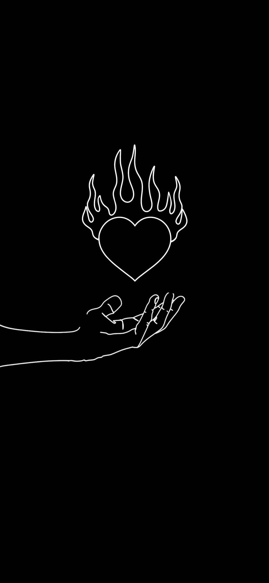 Flaming Black And White Heart