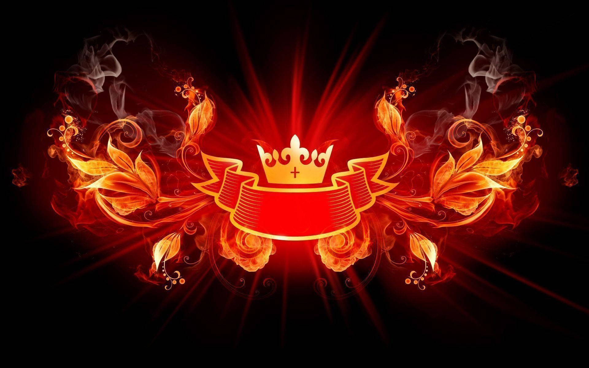 Flaming Black King Crown Background