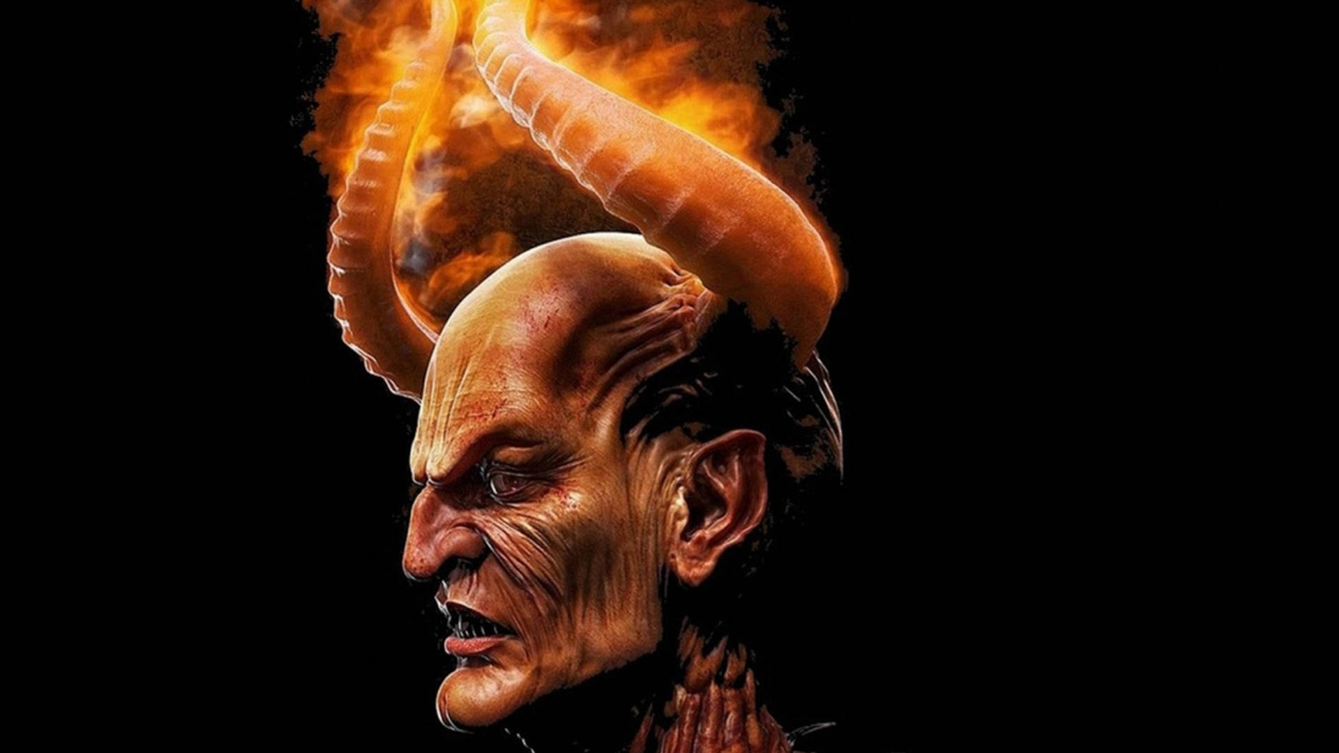 Flaming Devil Horns Background