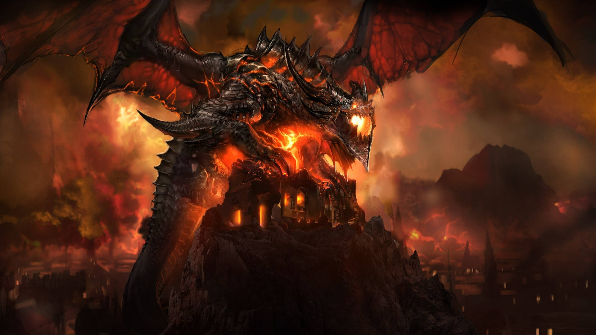 Flaming Earth Dragon Background