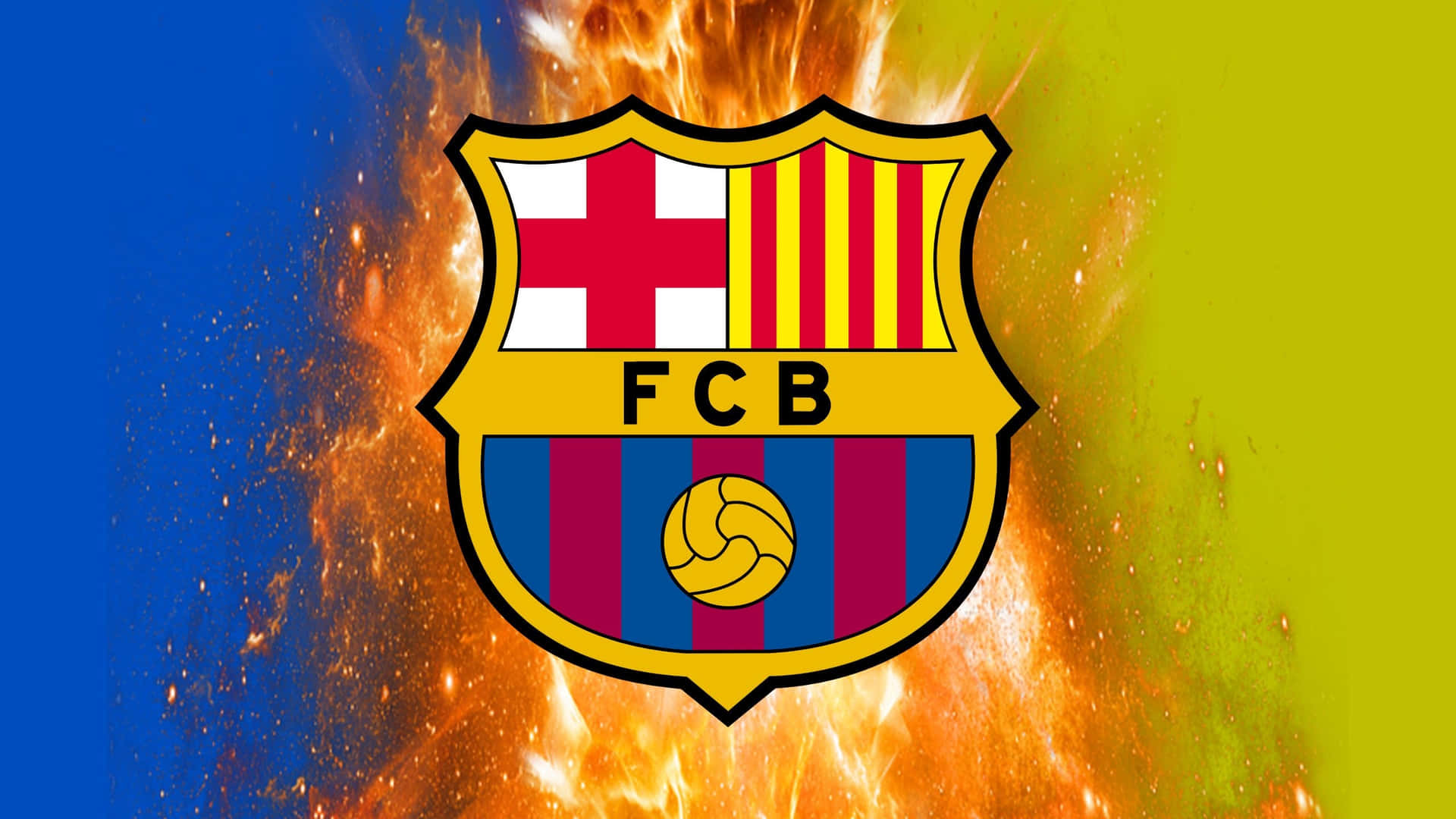 Flaming Fc Barcelona Logo Desktop Background