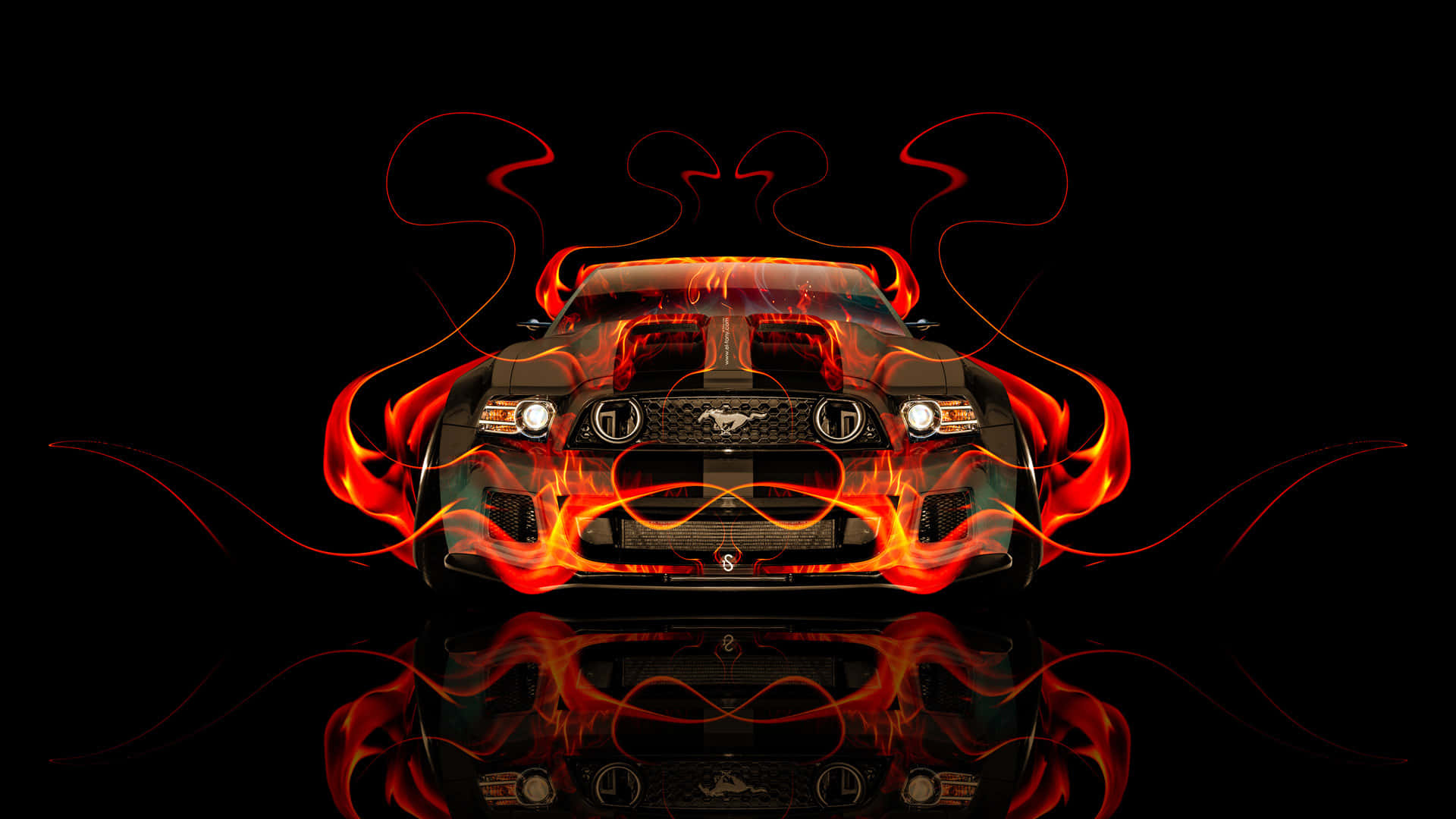 Flaming Fire Sports Car