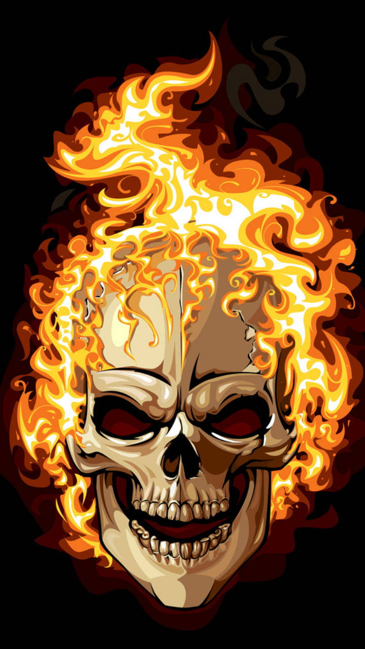 Flaming Gangster Skull Background