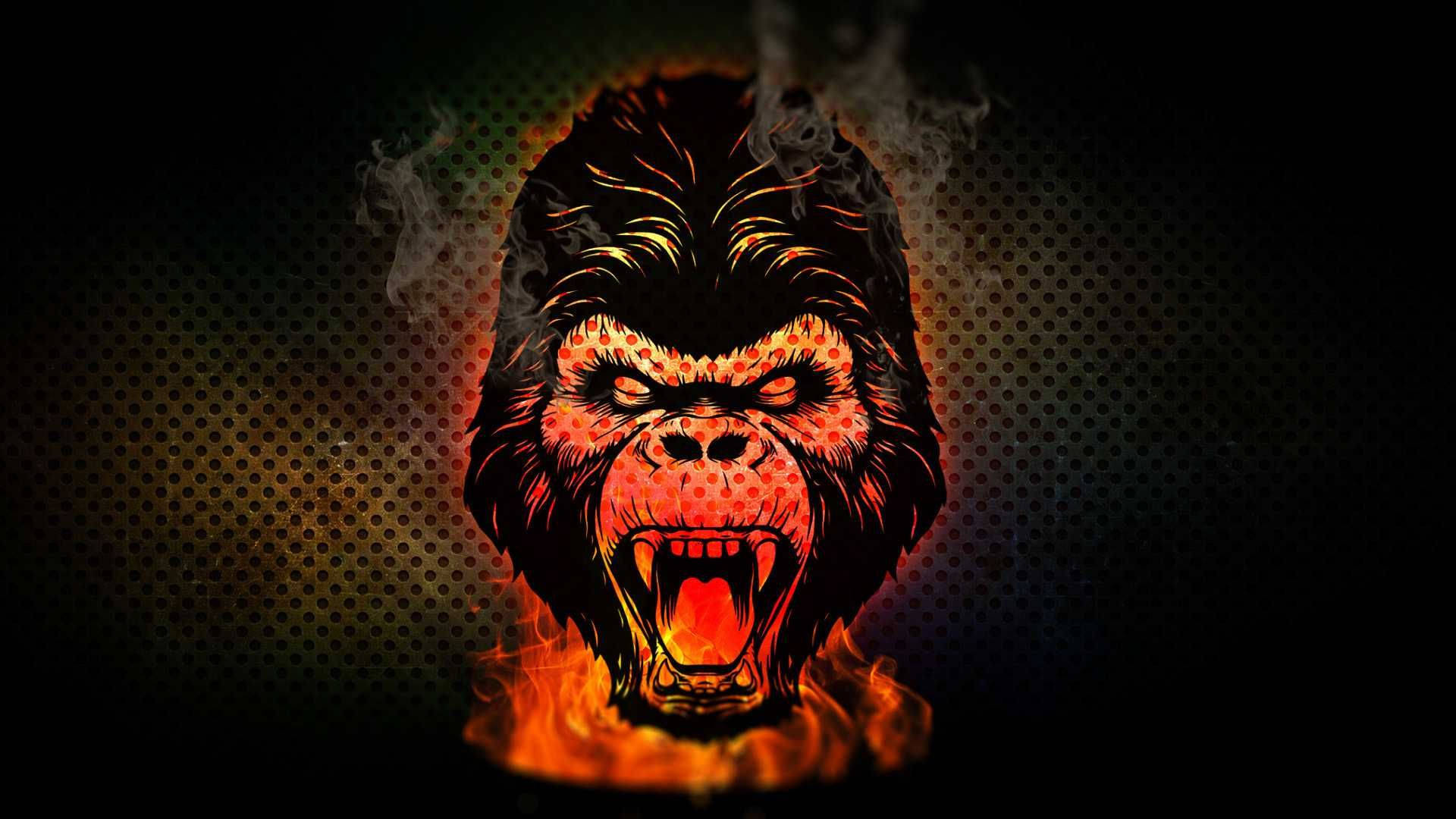 Flaming Gorilla Art Background