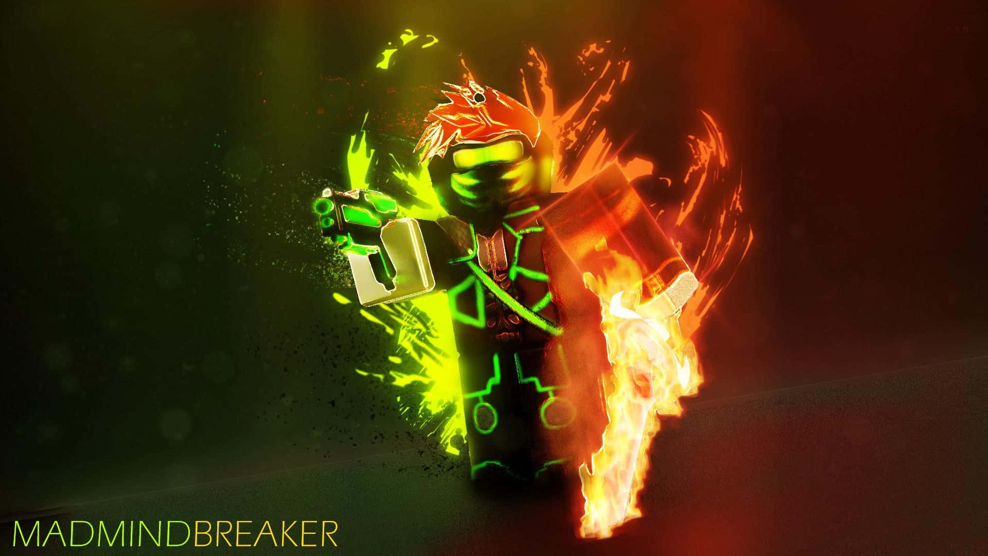 Flaming_ Green_ Ninja_ Graphic Background