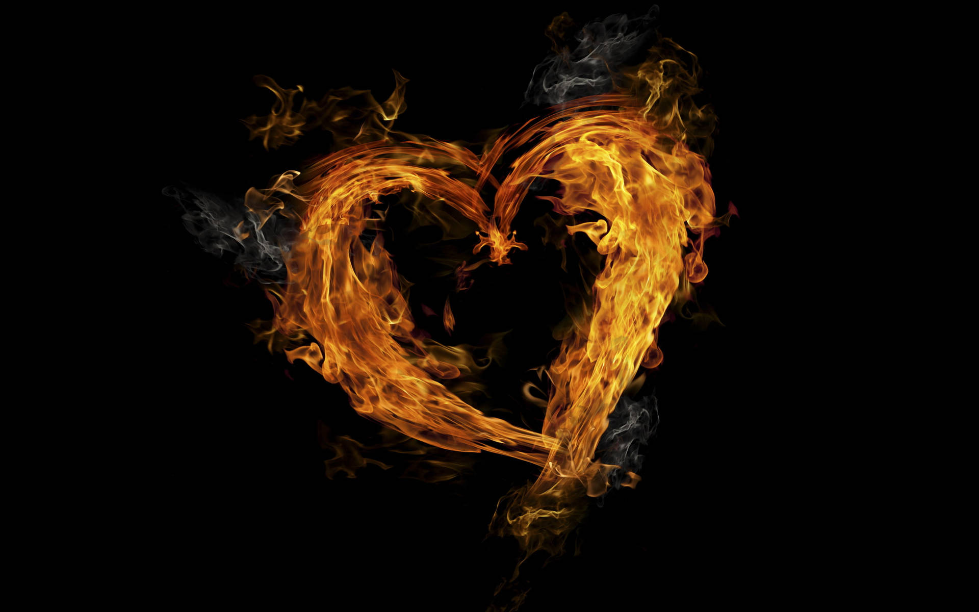 Flaming Heart Fire Background