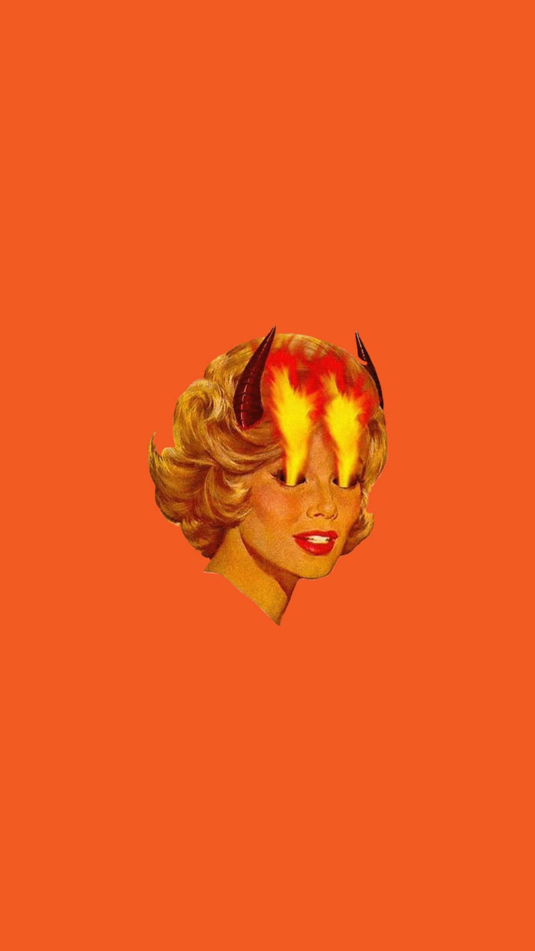 Flaming Horns Vintage Portrait Orange Background Background