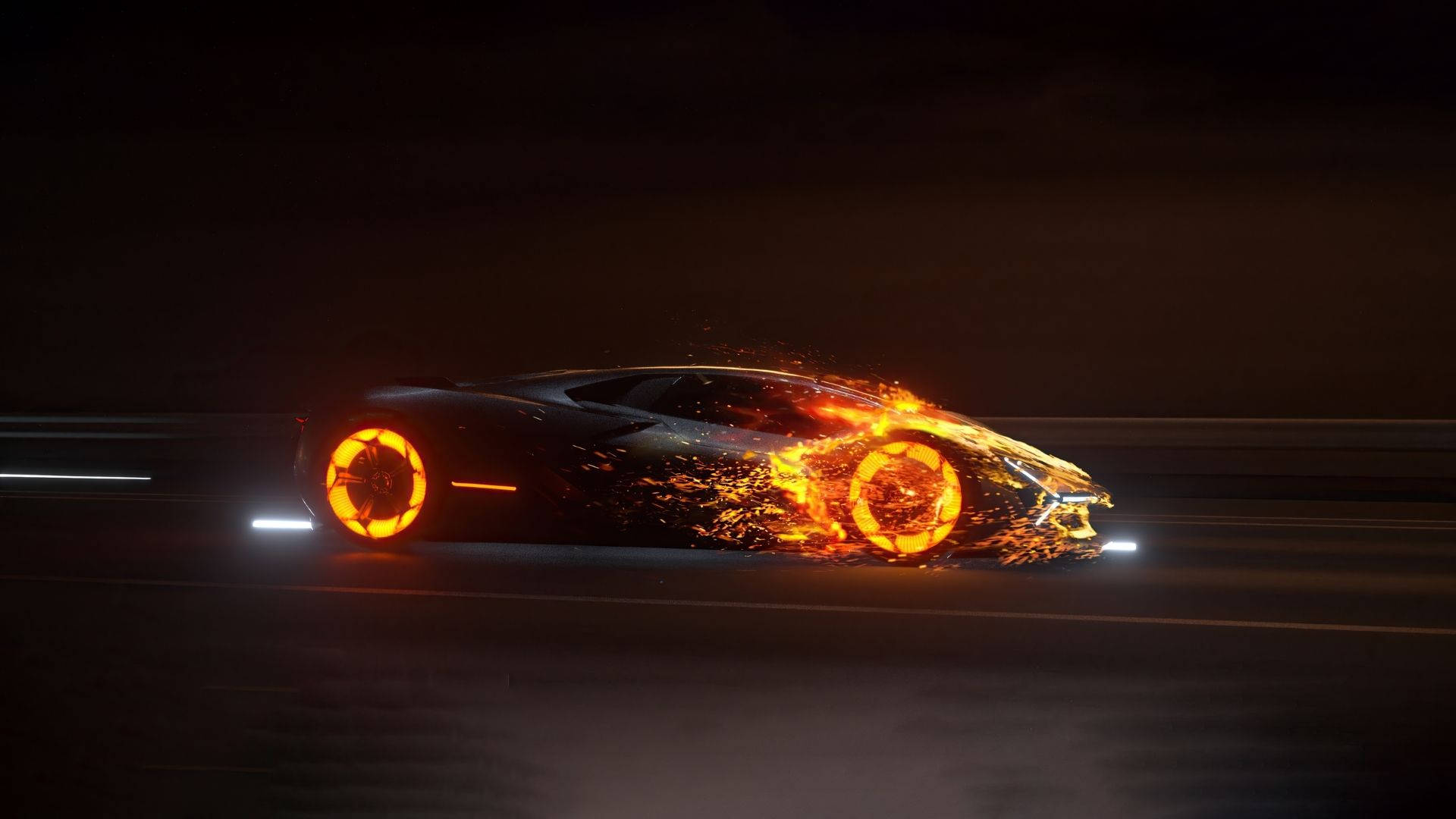 Flaming Lamborghini Aventador