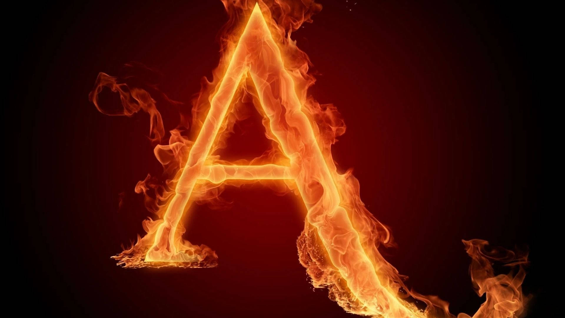 Flaming Letter A In Alphabet Background