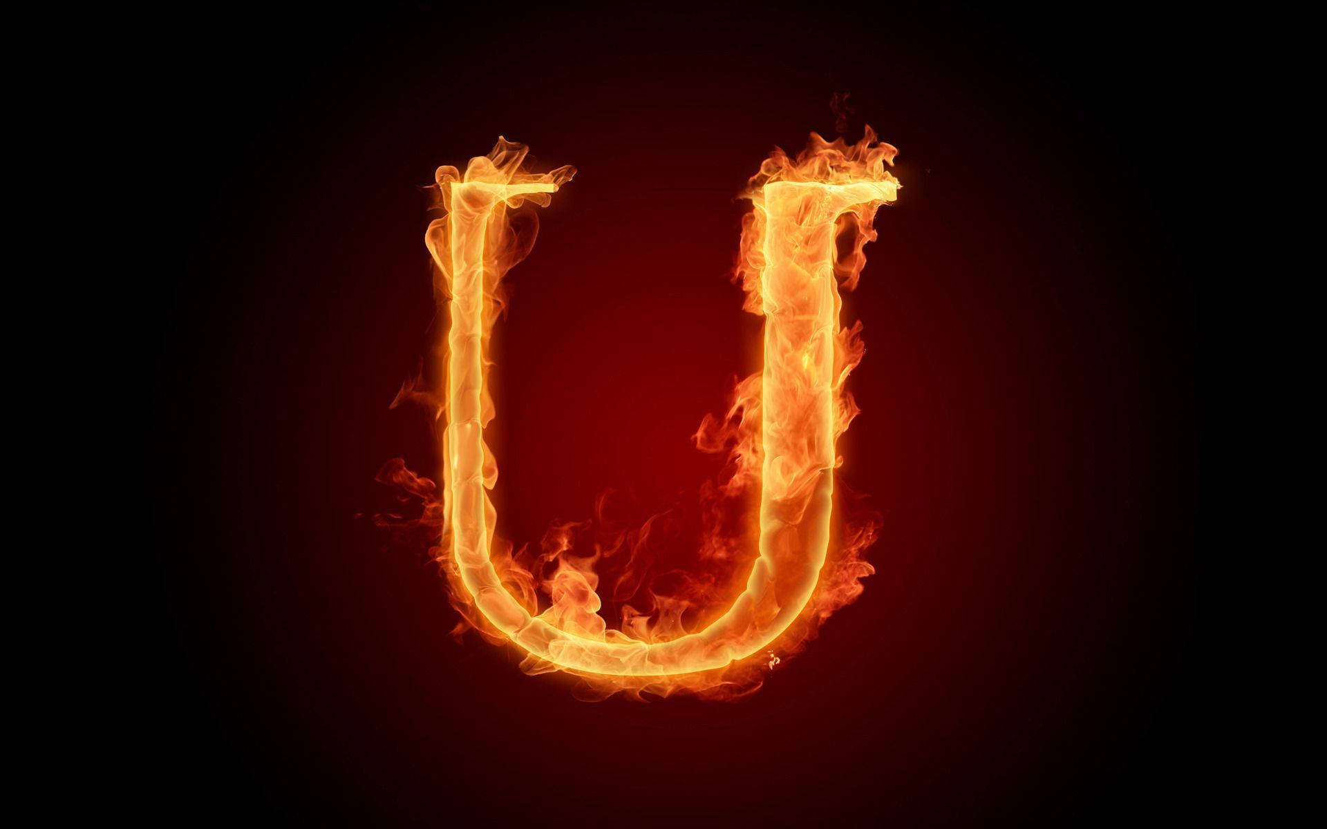 Flaming Letter U Background