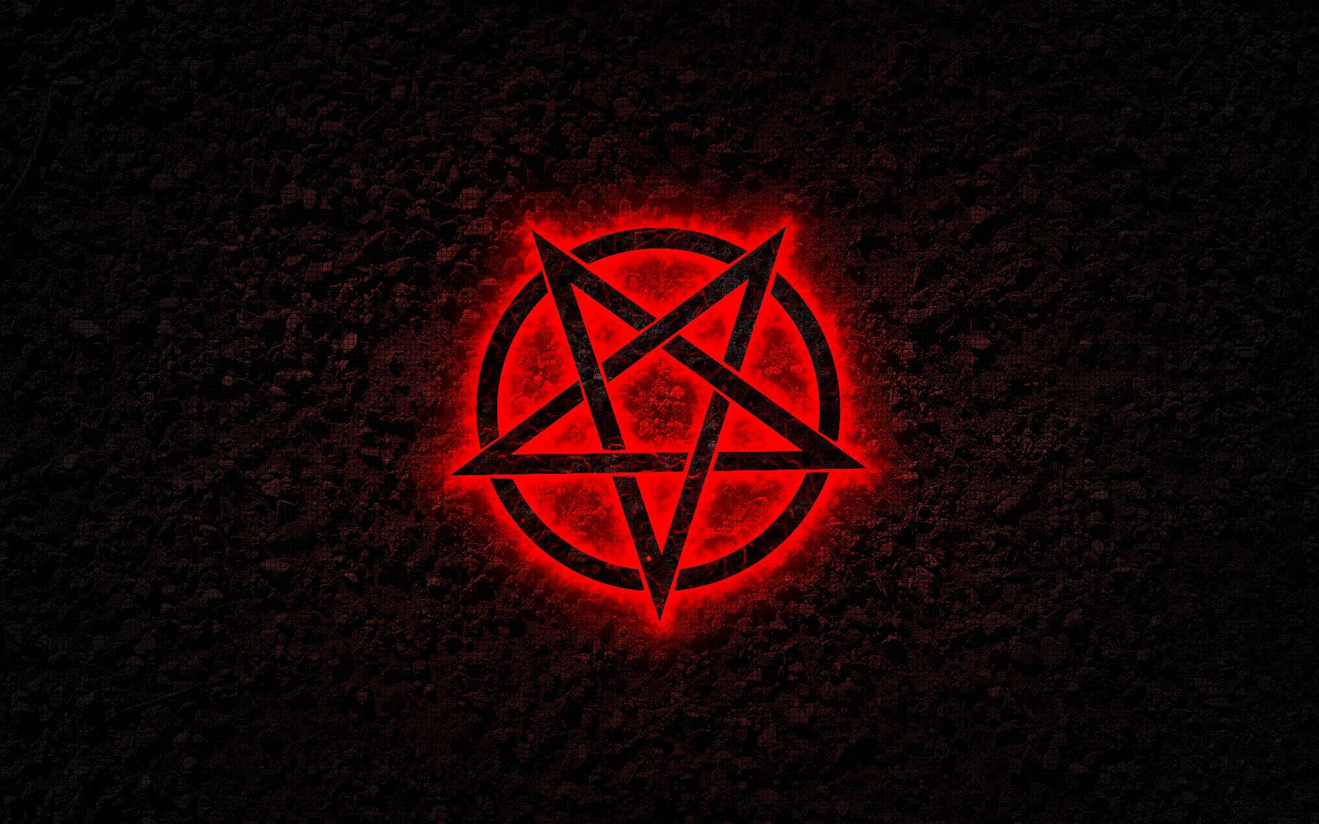 Flaming Neon Red Pentagram Background
