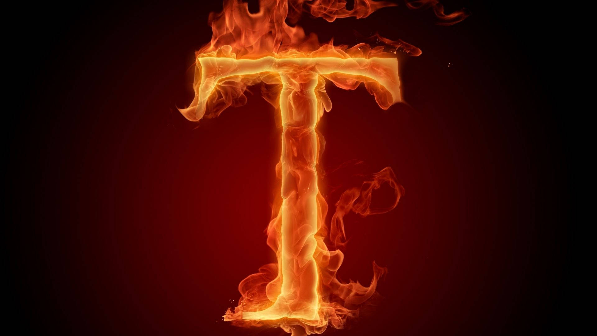 Flaming Orange Letter T