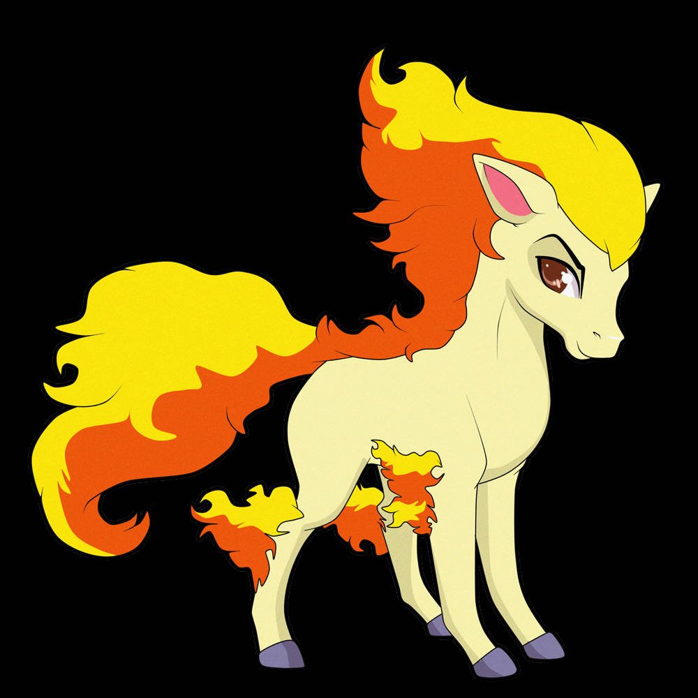 Flaming Ponyta Pokémon In White Background