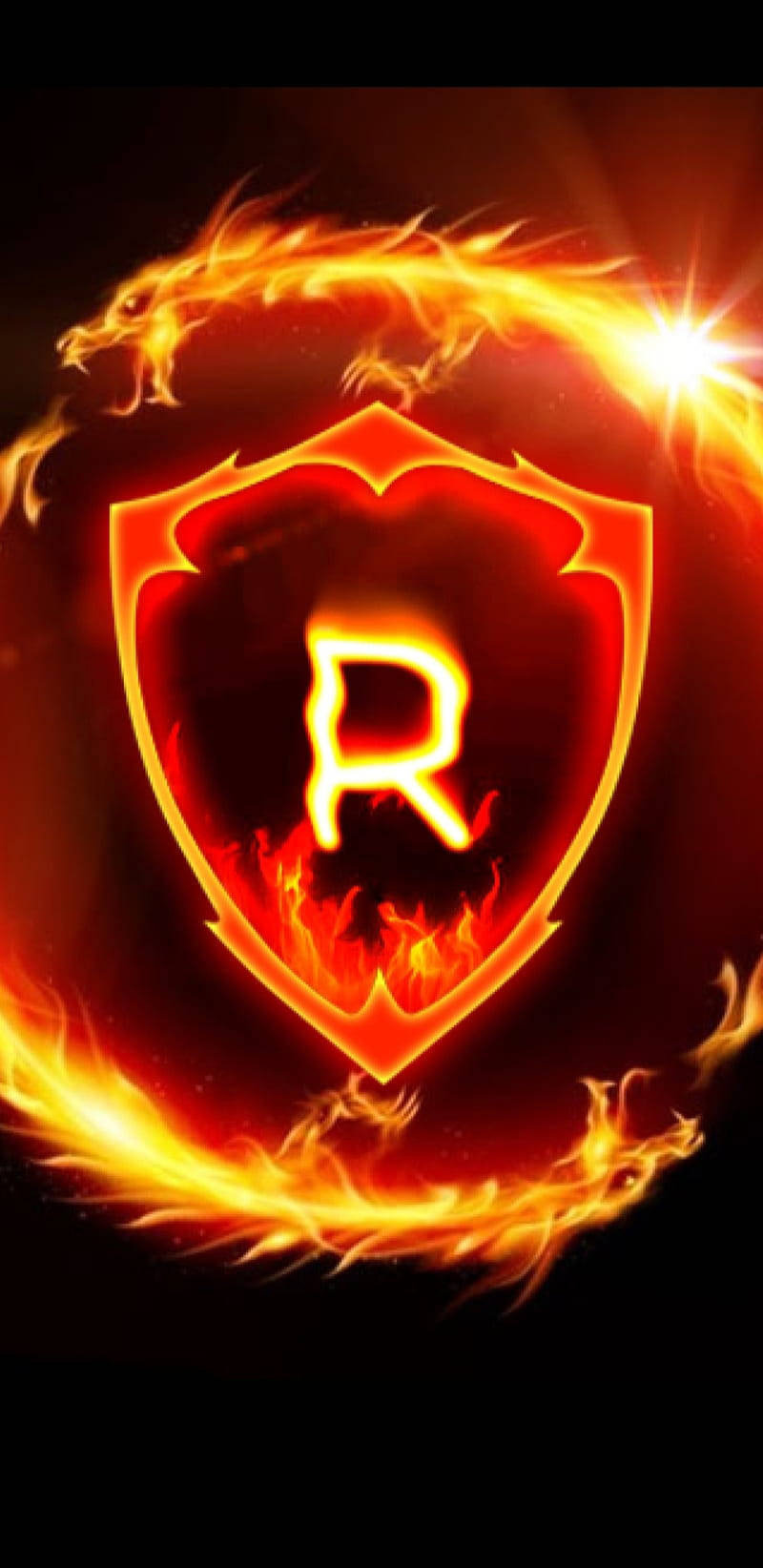 Flaming R Dragon Background