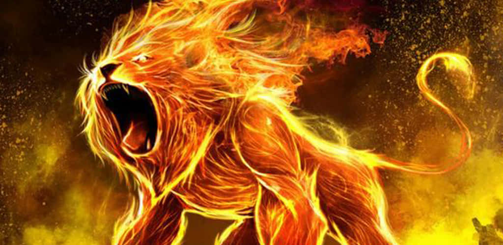 Flaming Roaring Lion Background