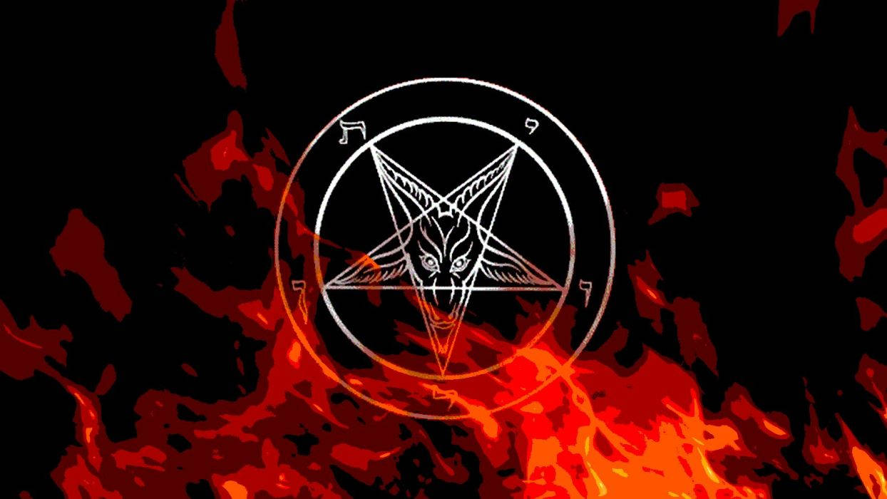 Flaming Satanic Occult Symbol Background