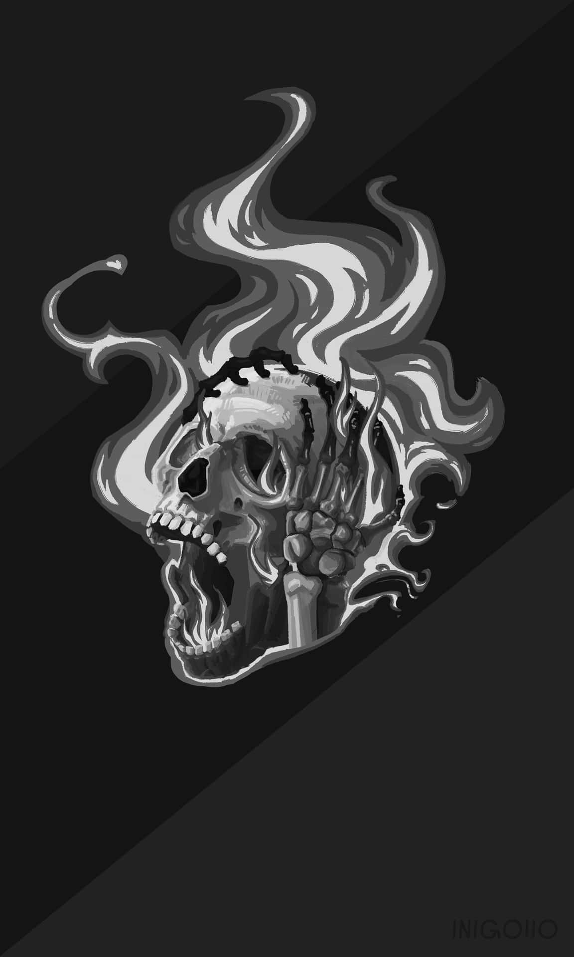 Flaming Skull – An Immortal Symbol Of Power Background