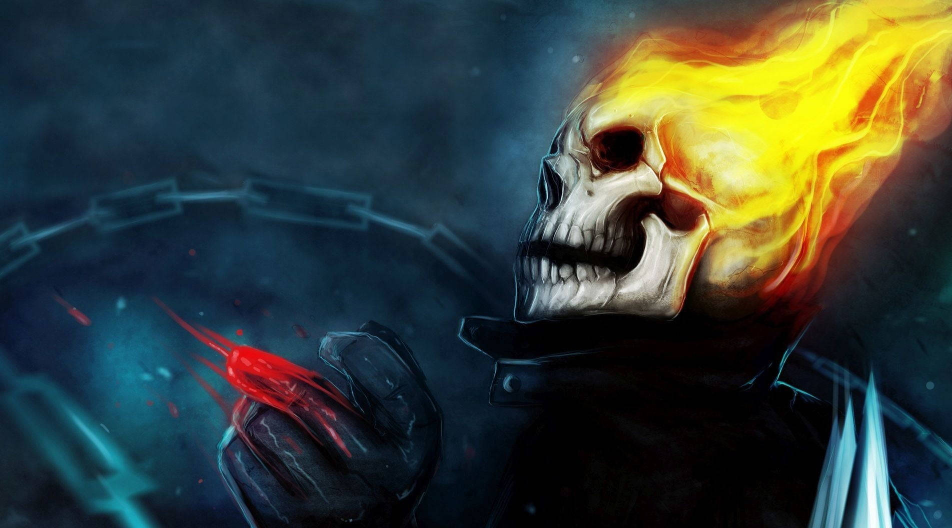 Flaming Skull Dark Devil Background