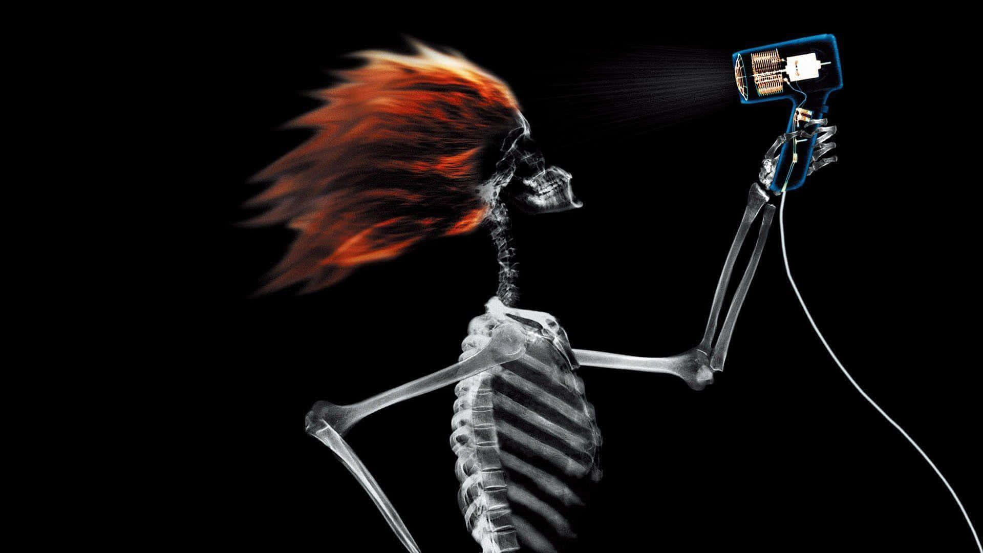 Flaming Skull Hairdryer Art Background